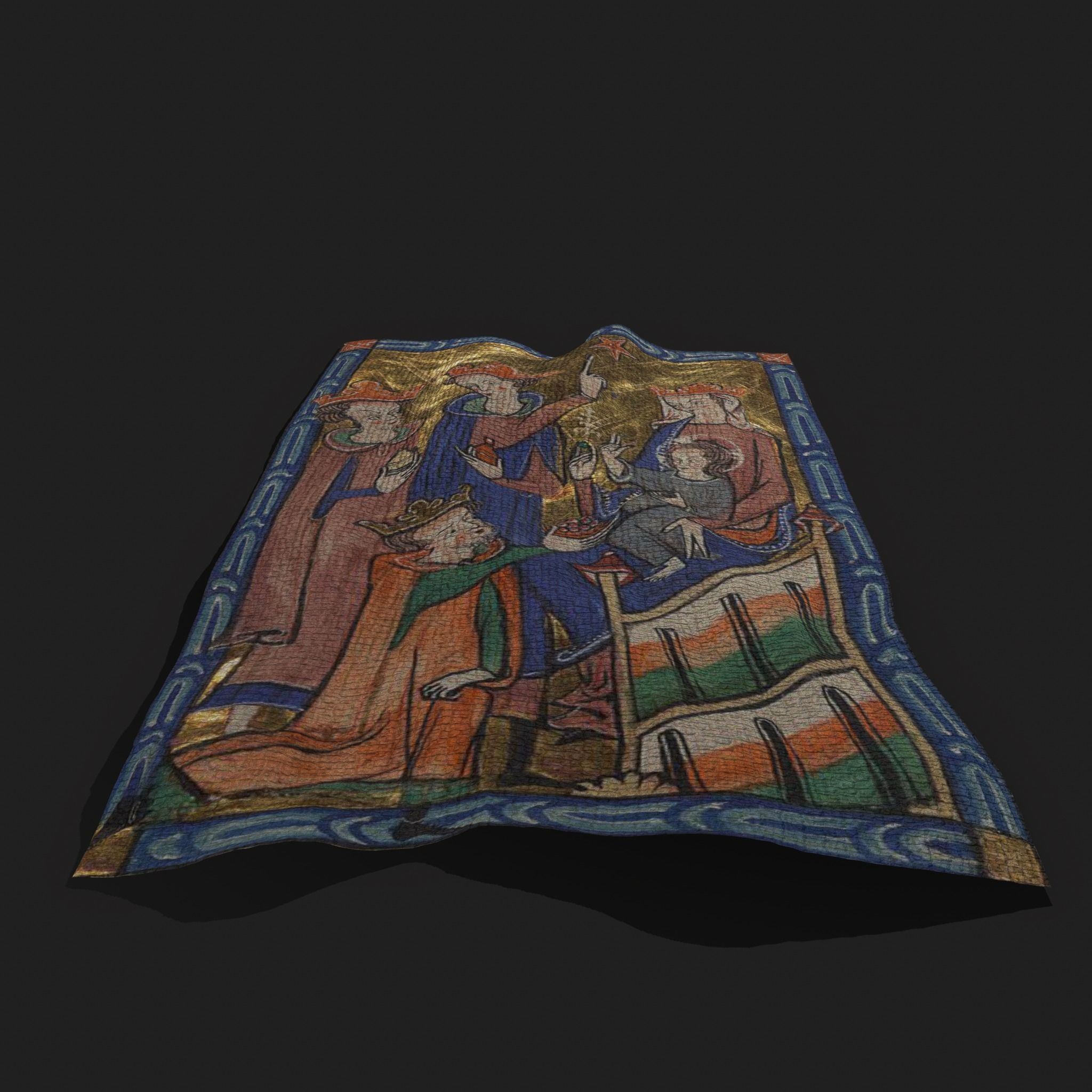 Carrow Psalter Adoration of the Magi Tapestry Low-poly 3D model_3