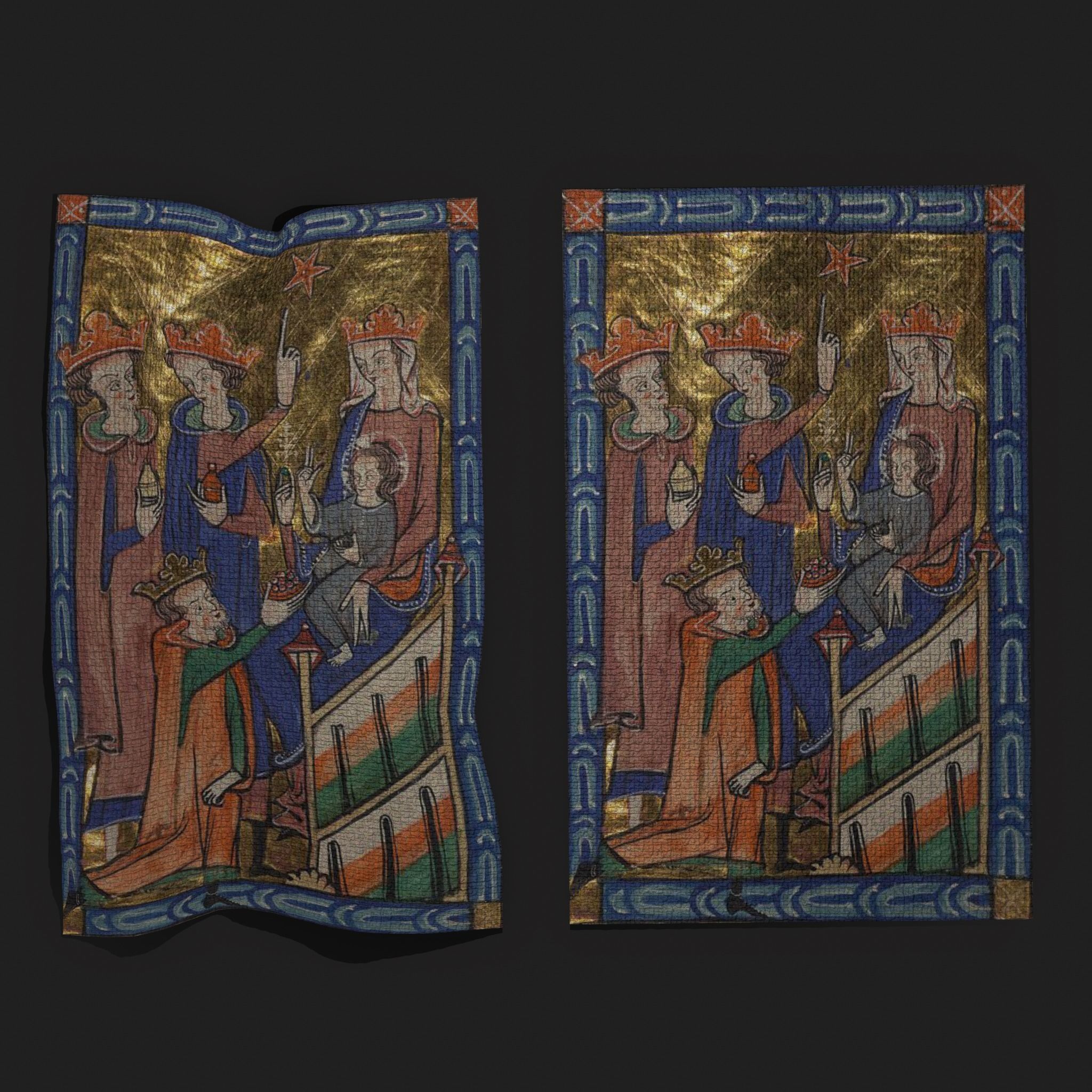 Carrow Psalter Adoration of the Magi Tapestry Low-poly 3D model_10