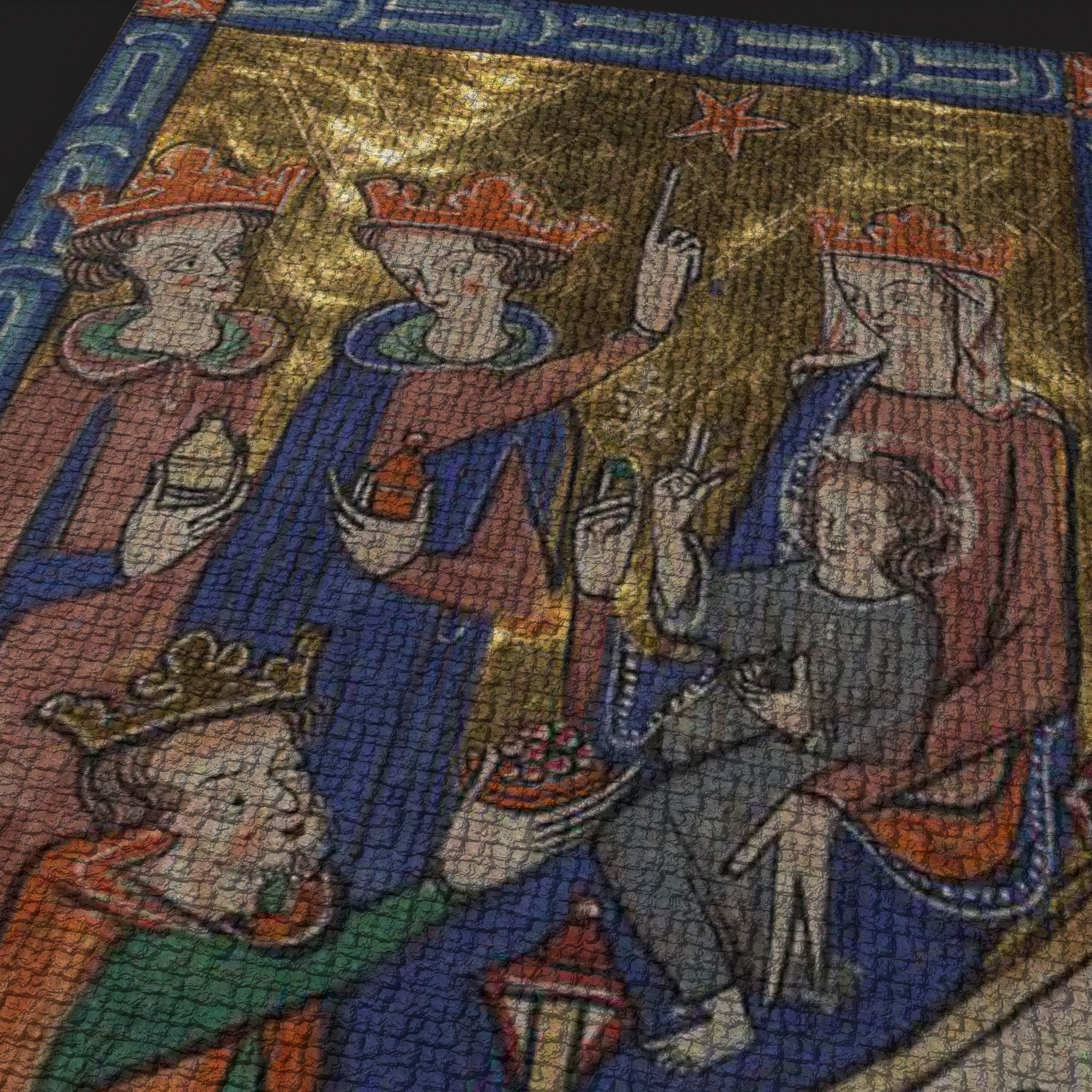Carrow Psalter Adoration of the Magi Tapestry Low-poly 3D model_5
