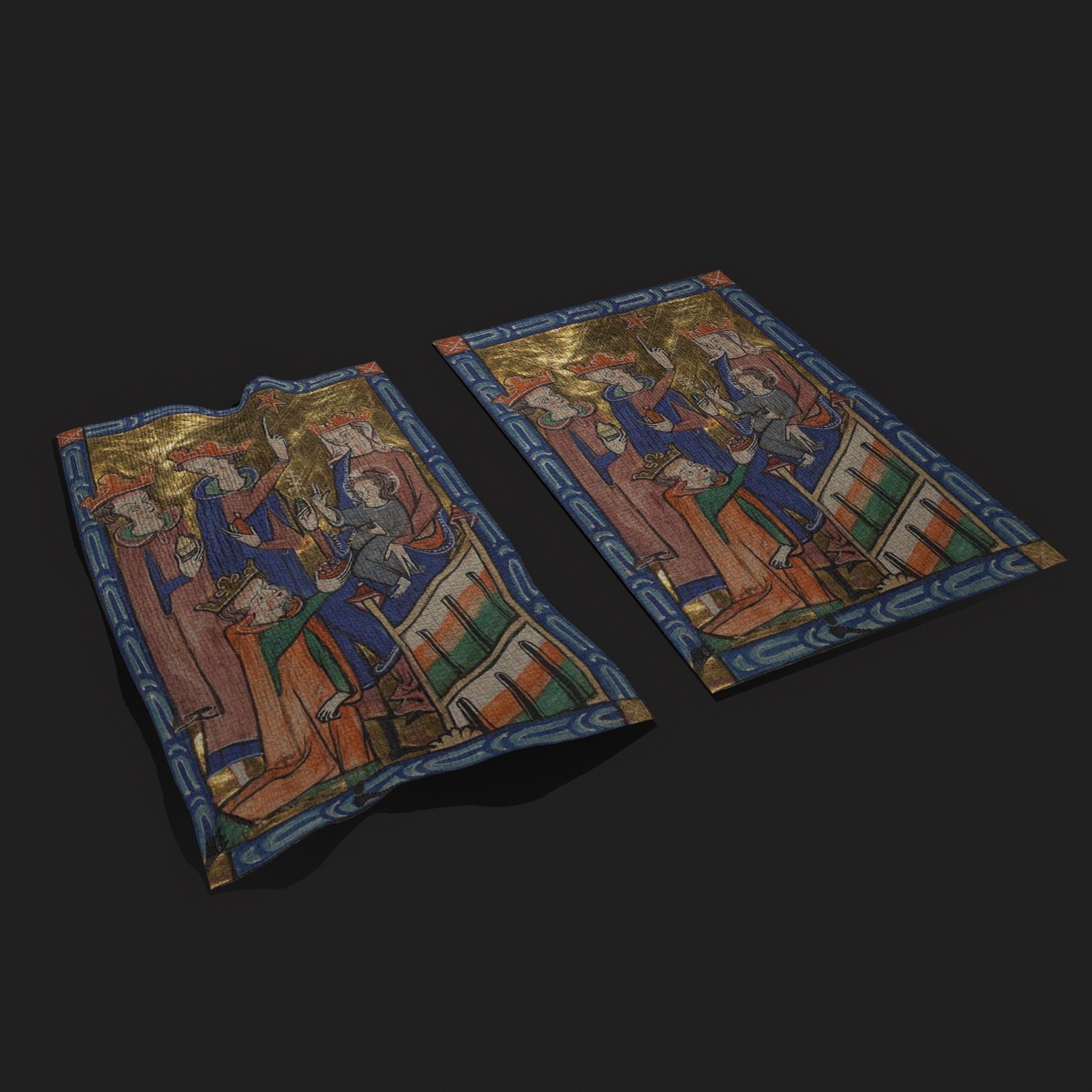 Carrow Psalter Adoration of the Magi Tapestry Low-poly 3D model_9