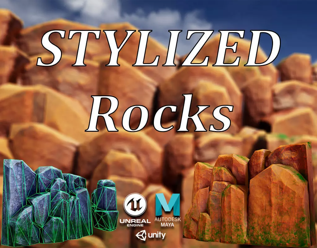 Stylized Rock Low-poly 3D model_0