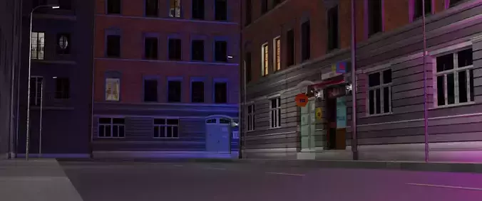 Modern street at night