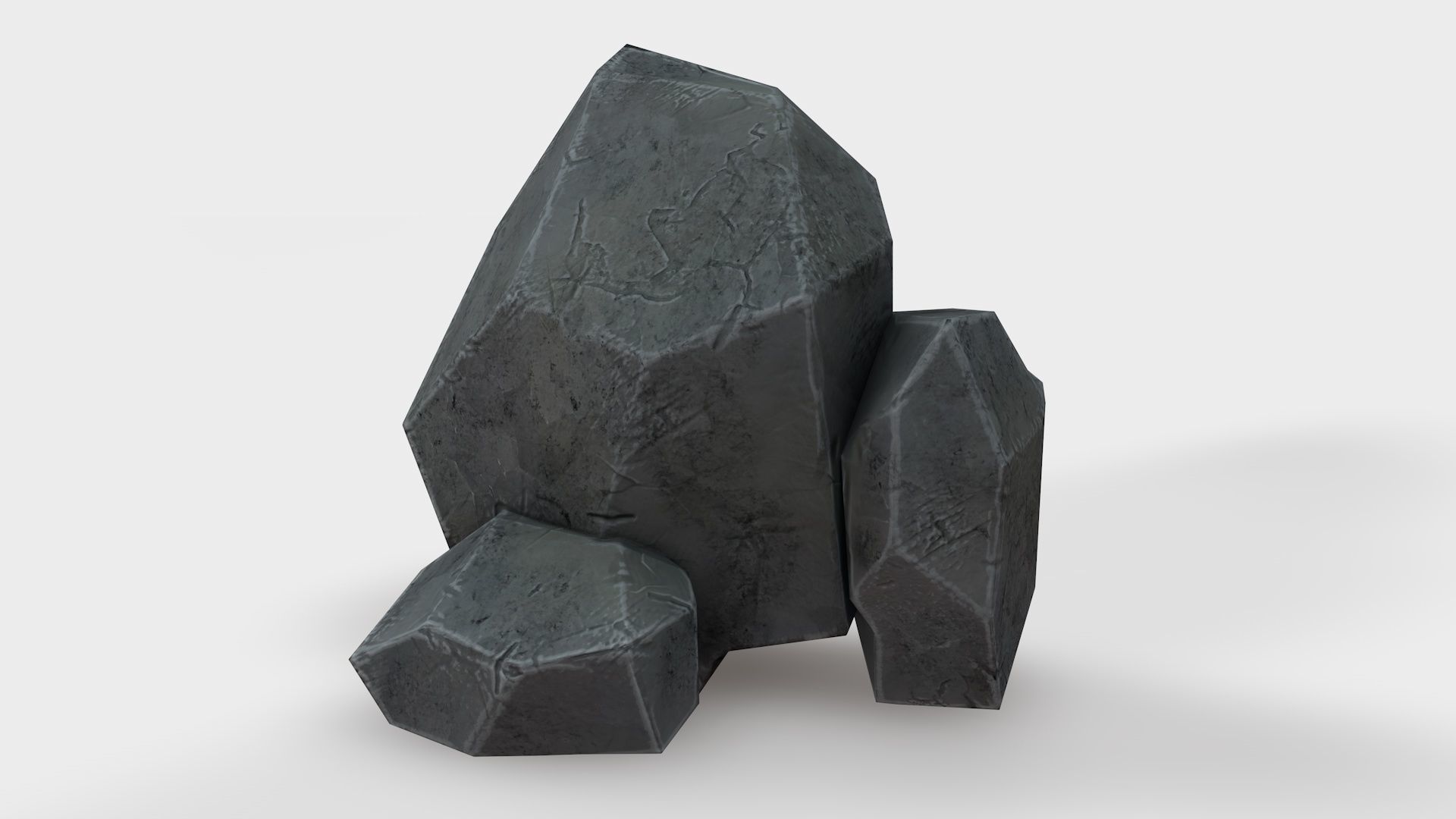 Highly detailed Stone for Game with PBR material Low-poly 3D model_2
