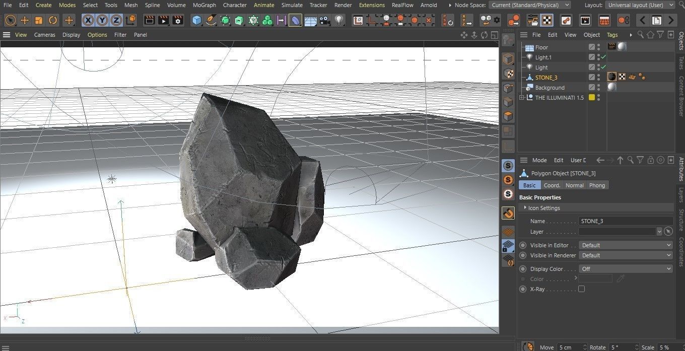 Highly detailed Stone for Game with PBR material Low-poly 3D model_12