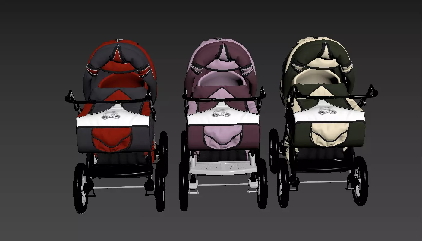 BabyCar three baby strollers Free 3D model