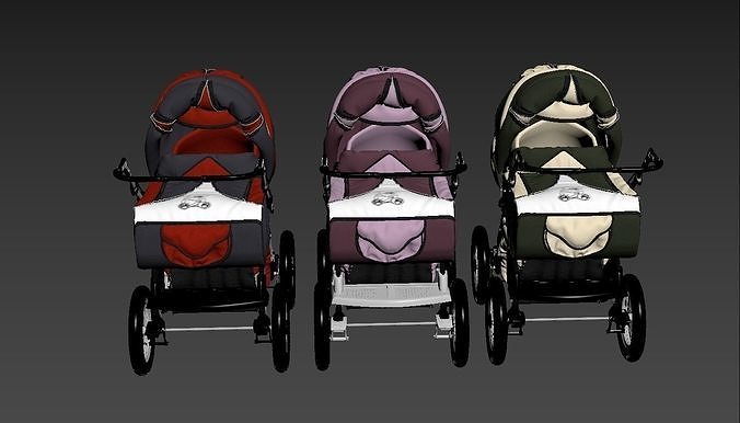BabyCar three baby strollers Free 3D model