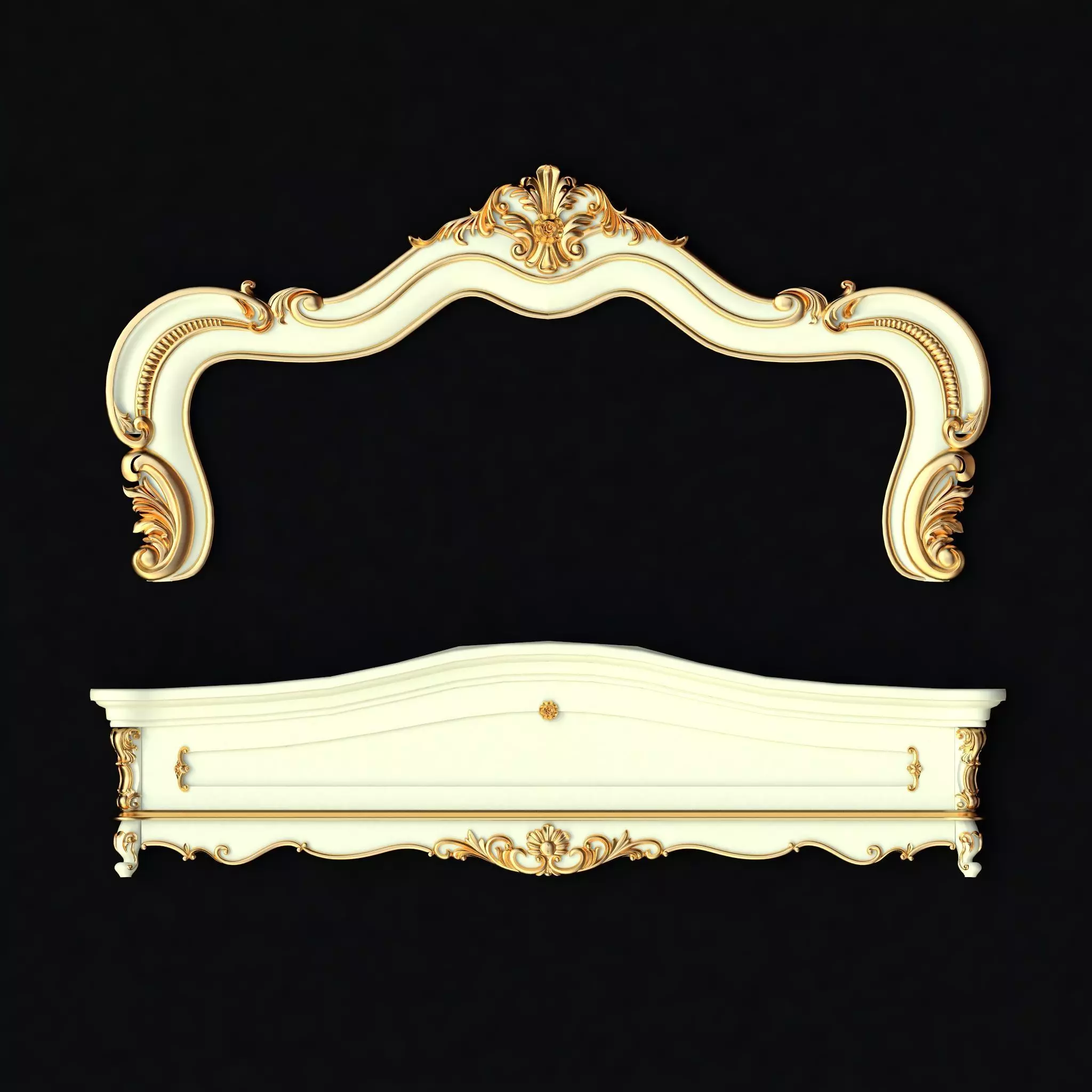 bed headboard and footboard 3D model_0