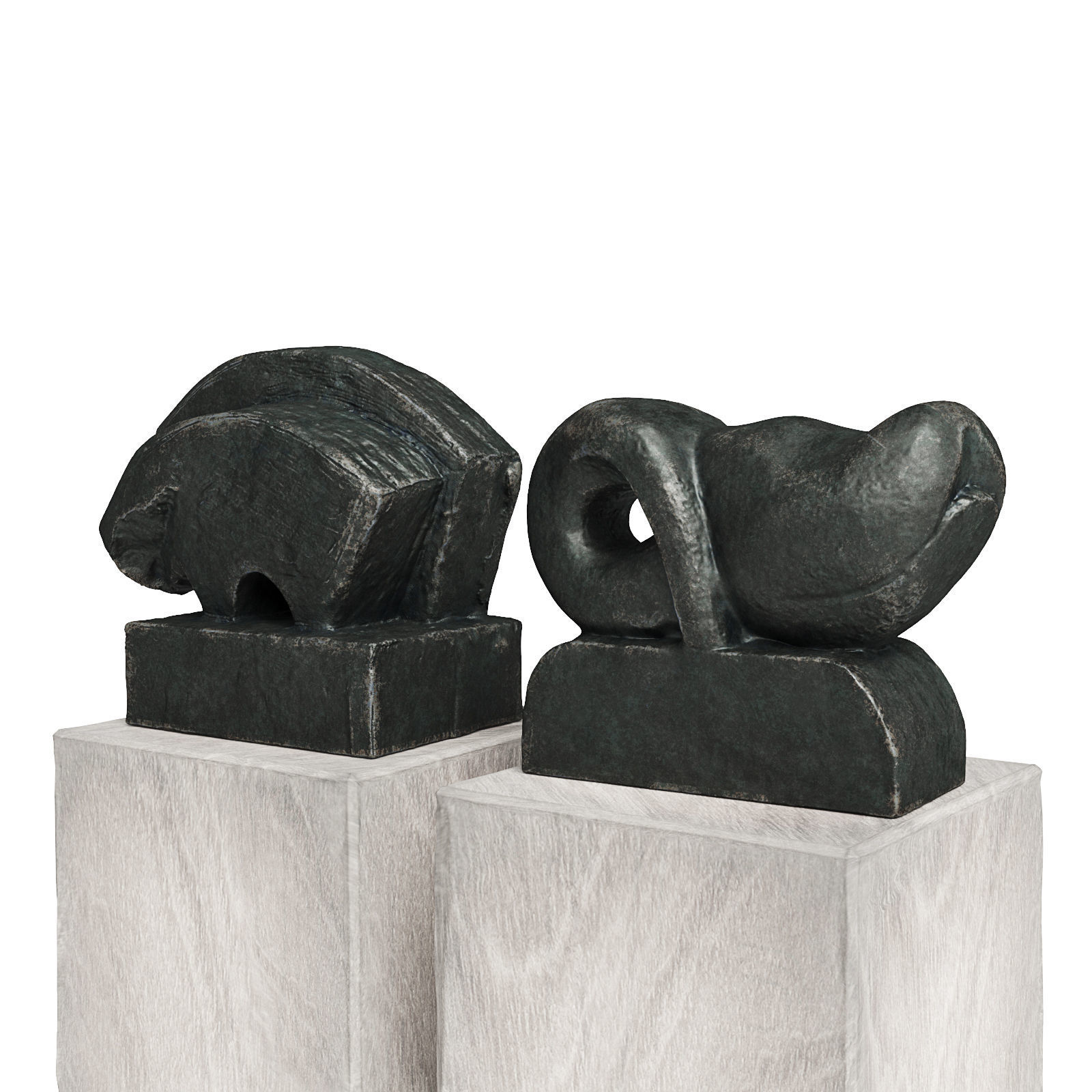 Modern sculptures Bull and Fish Low-poly 3D model_4