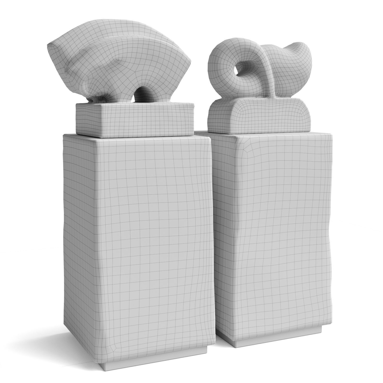 Modern sculptures Bull and Fish Low-poly 3D model_5