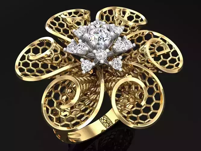  Mesh flower ring - Italian rings - Womens Rings - N6463
