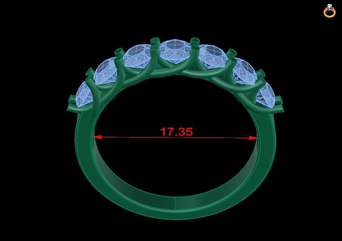 Ring Dimond 59 3D print model_3