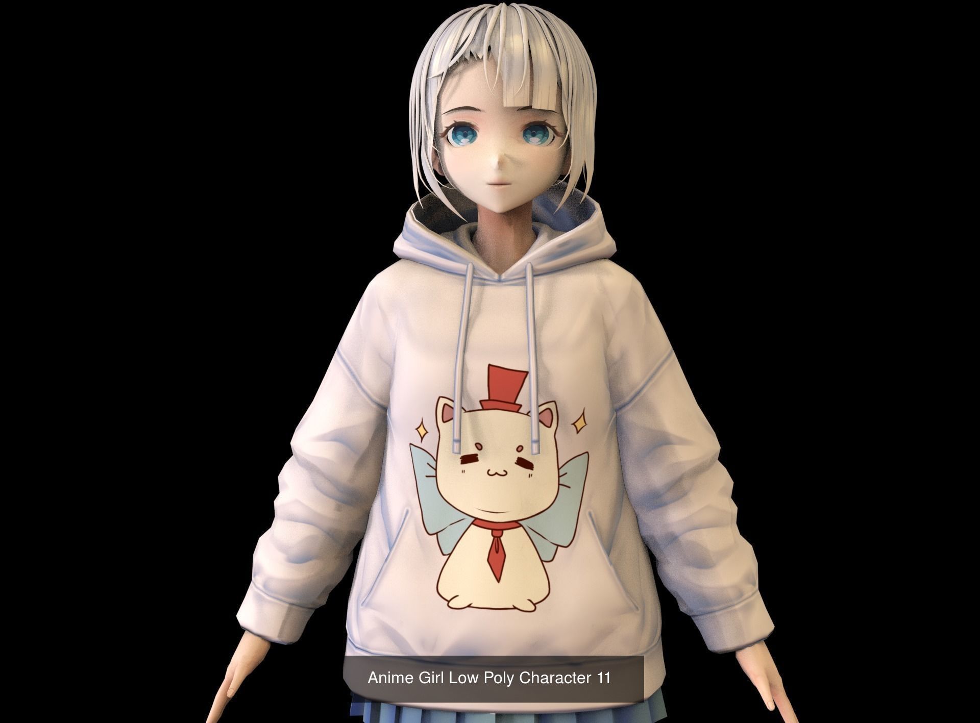 Anime Low Poly Characters Pack 2 3D Model Collection_5