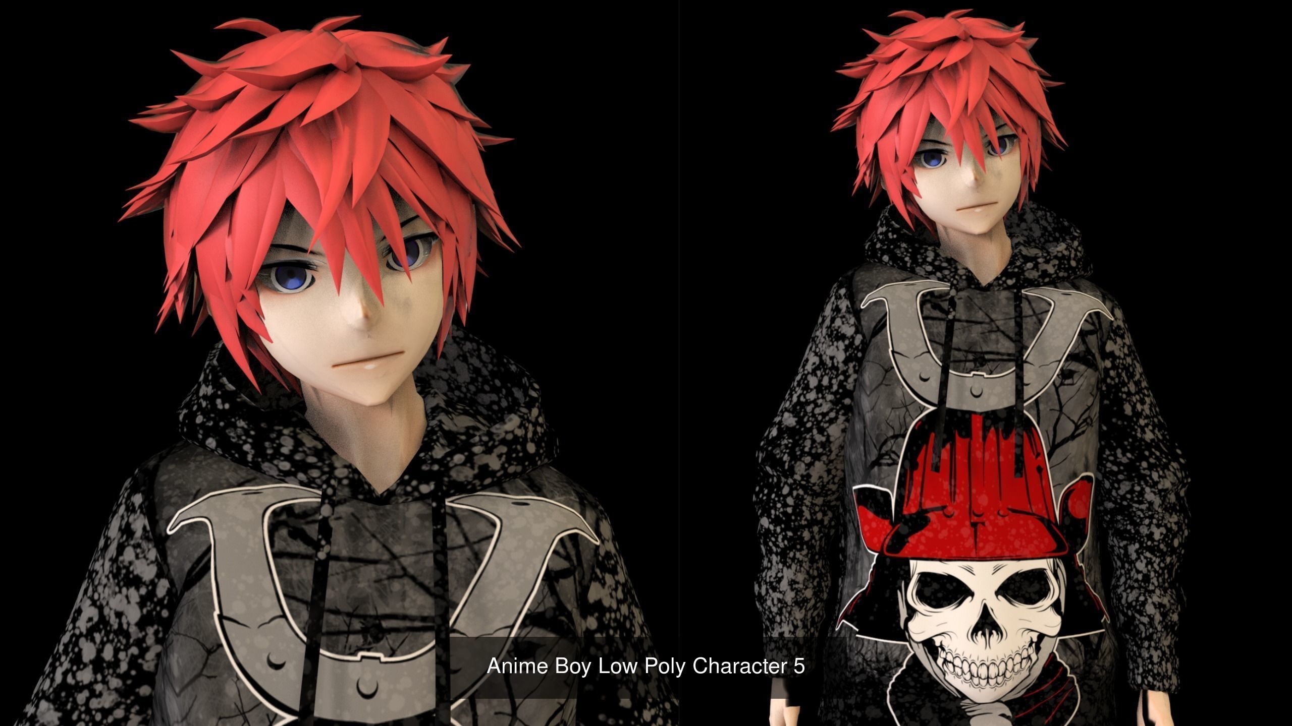 Anime Low Poly Characters Pack 2 3D Model Collection_1