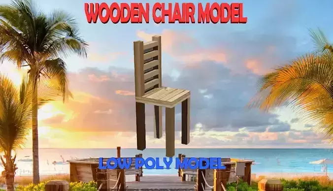 Low-poly wooden chair