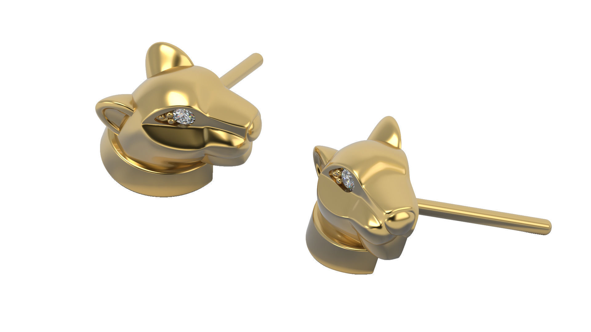 Panther earring 3D print model_1