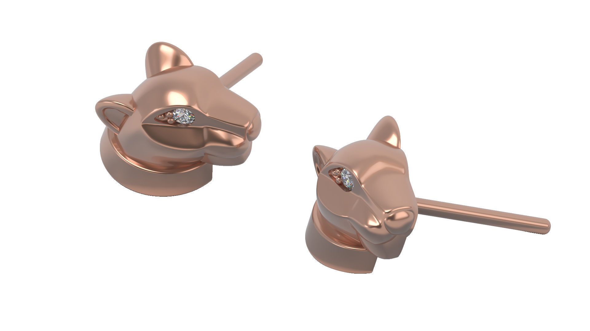 Panther earring 3D print model_5