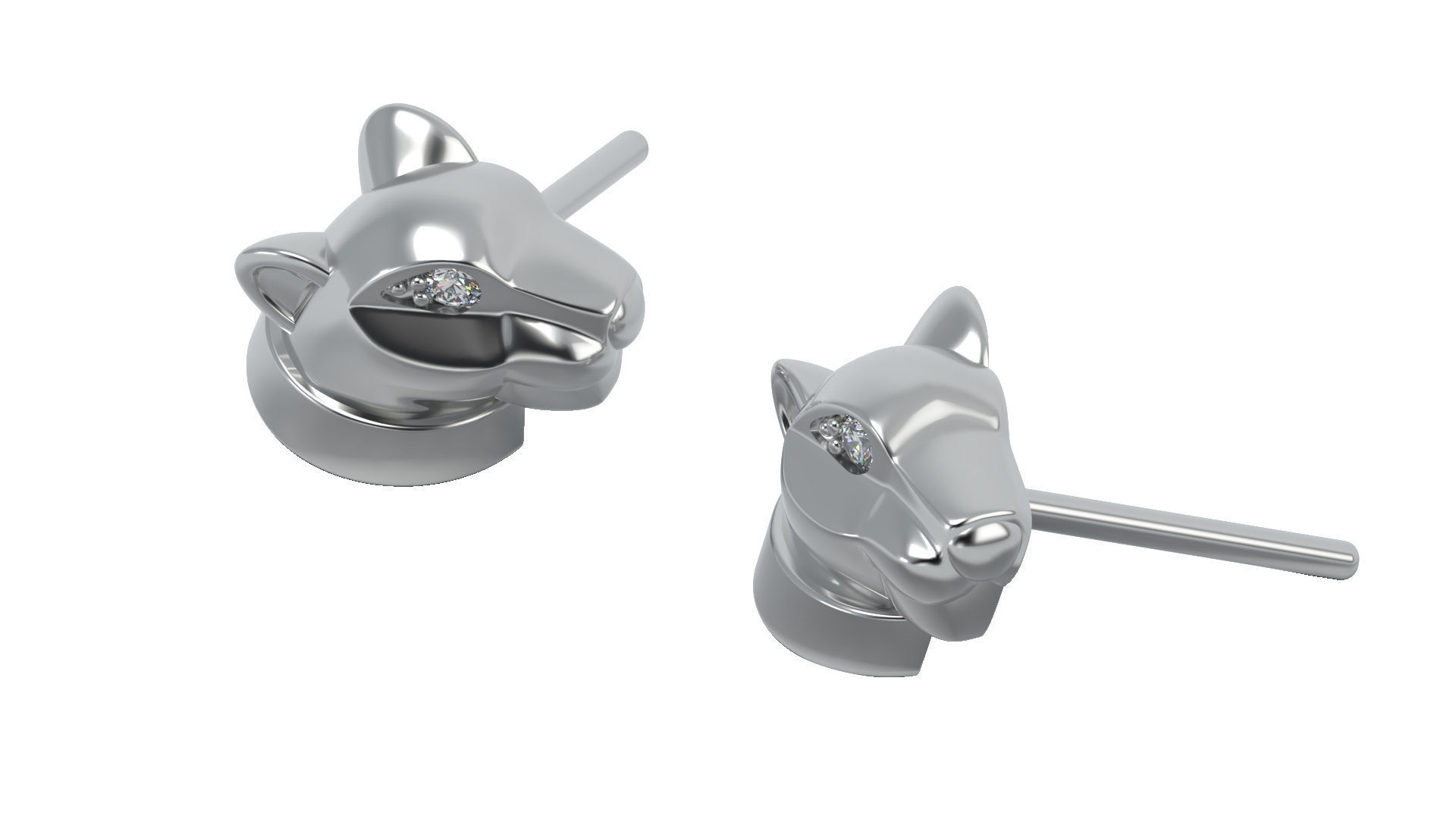 Panther earring 3D print model_3