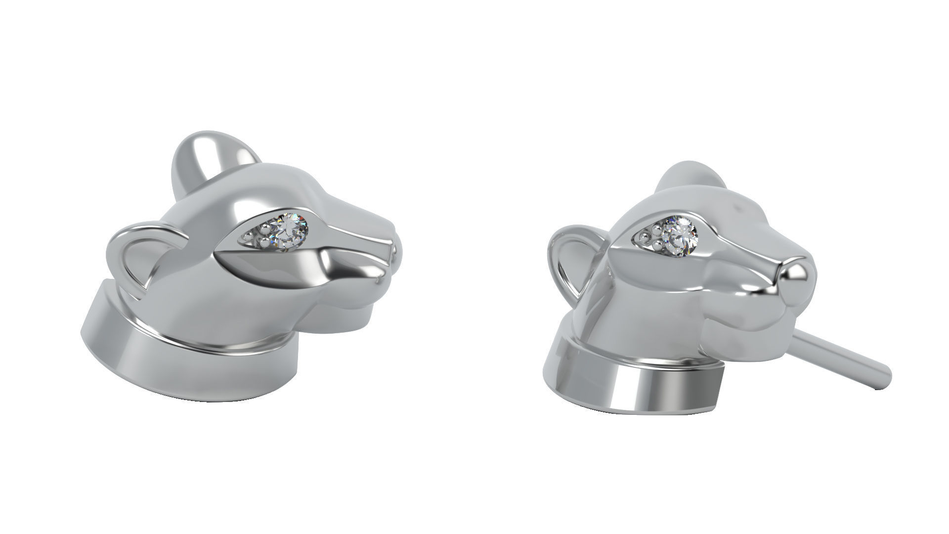 Panther earring 3D print model_2