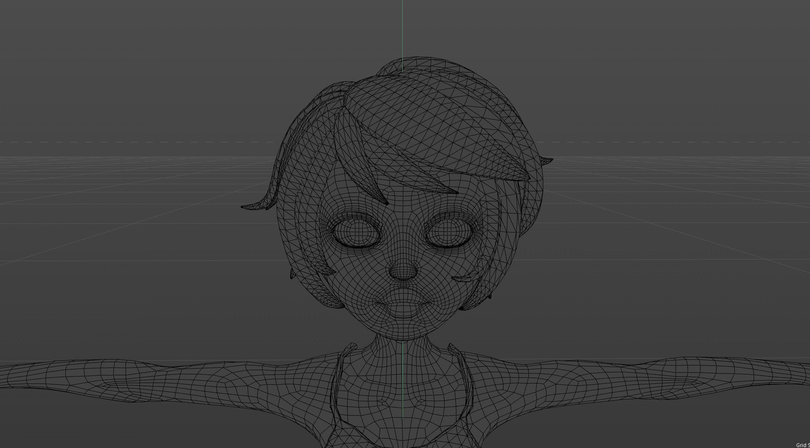 Female 1 3D model cartoon girl with hair Low-poly 3D model_4