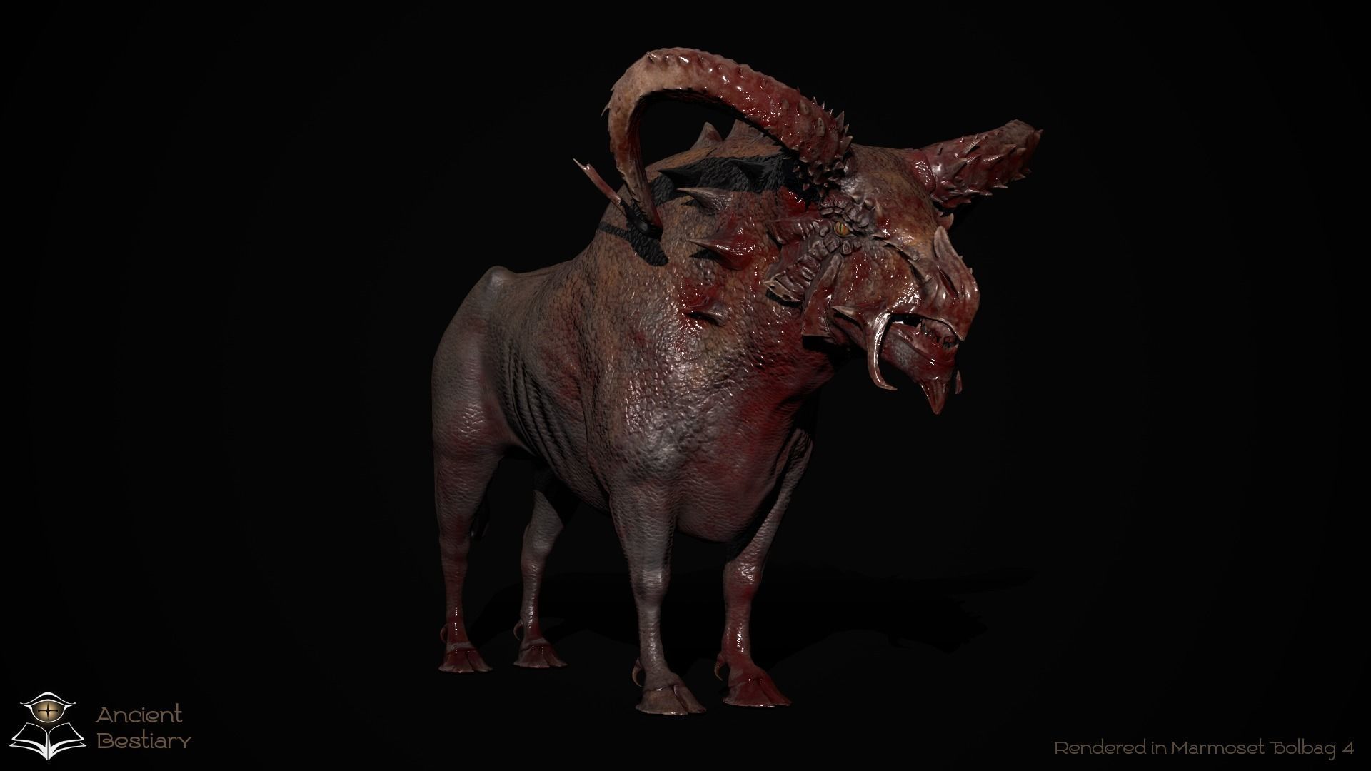 Fantasy Bull Low-poly 3D model_4