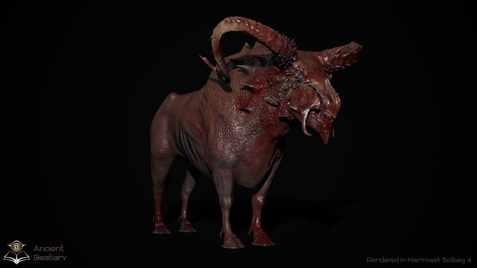 Fantasy Bull Low-poly 3D model_14