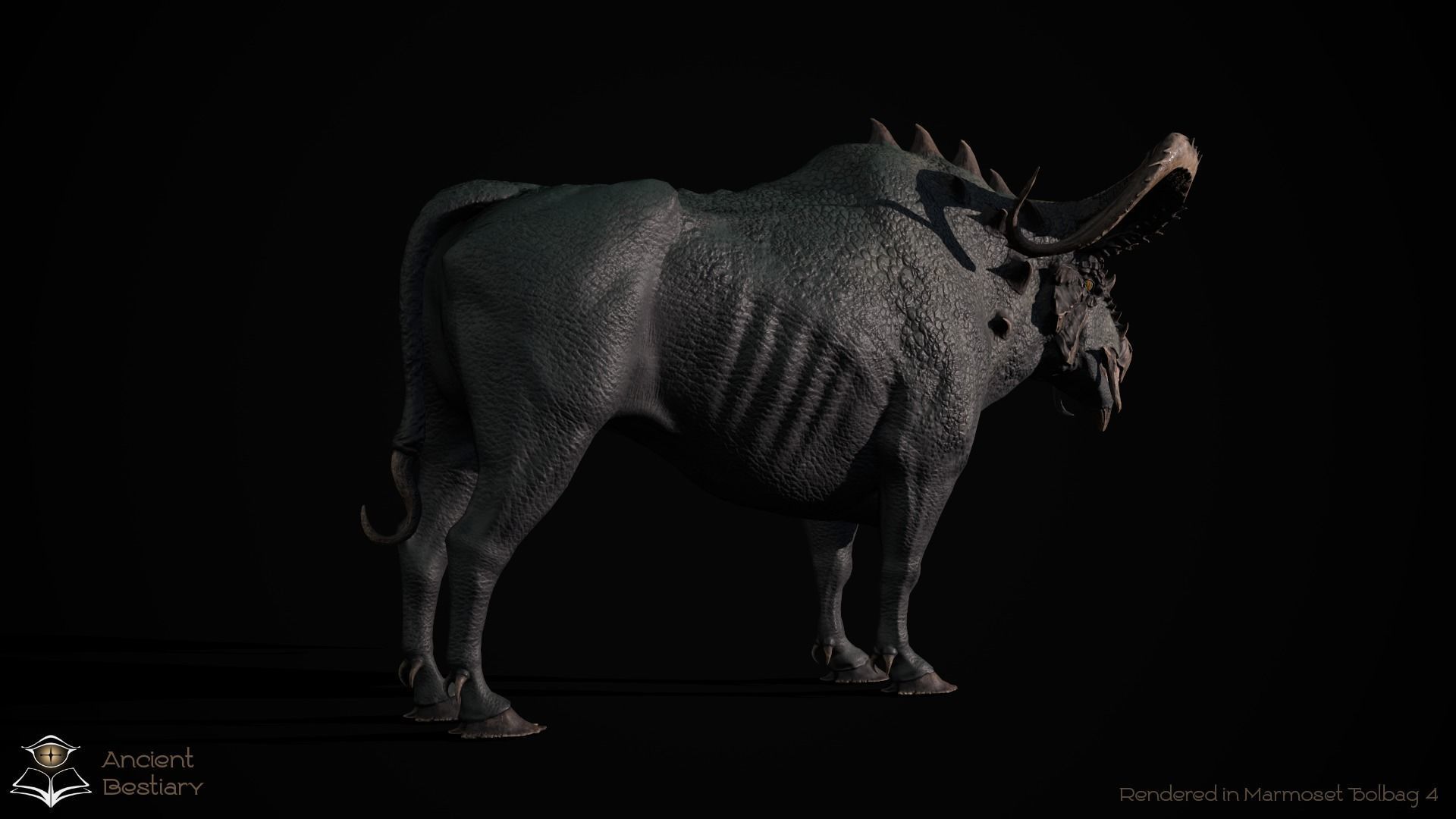 Fantasy Bull Low-poly 3D model_10