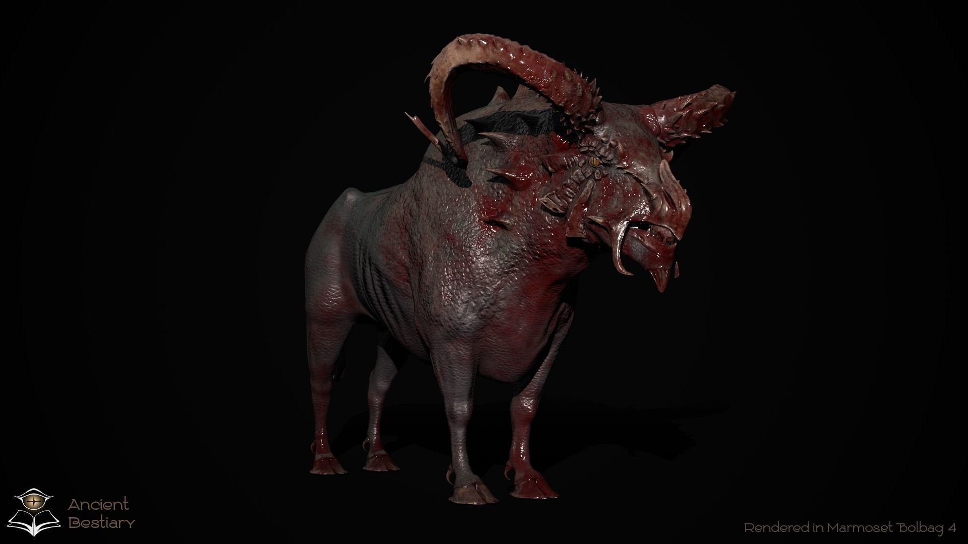 Fantasy Bull Low-poly 3D model_9