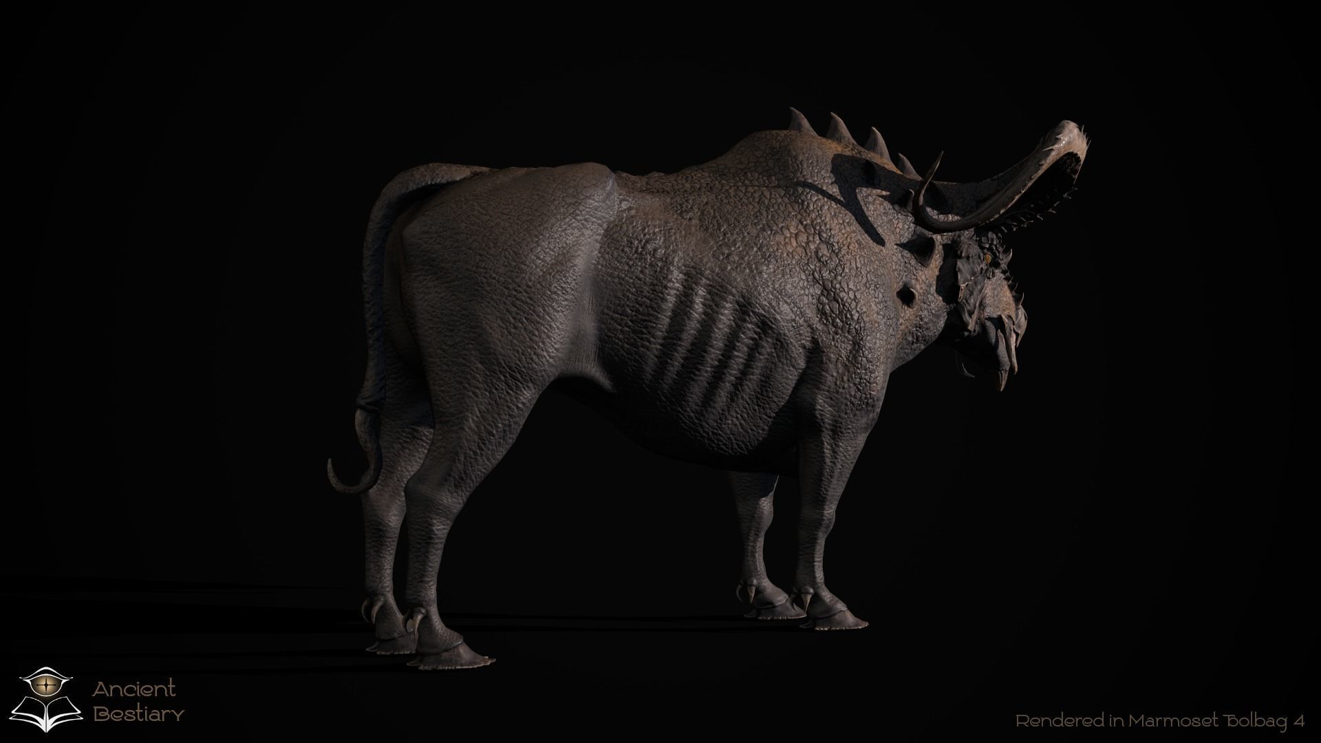 Fantasy Bull Low-poly 3D model_5