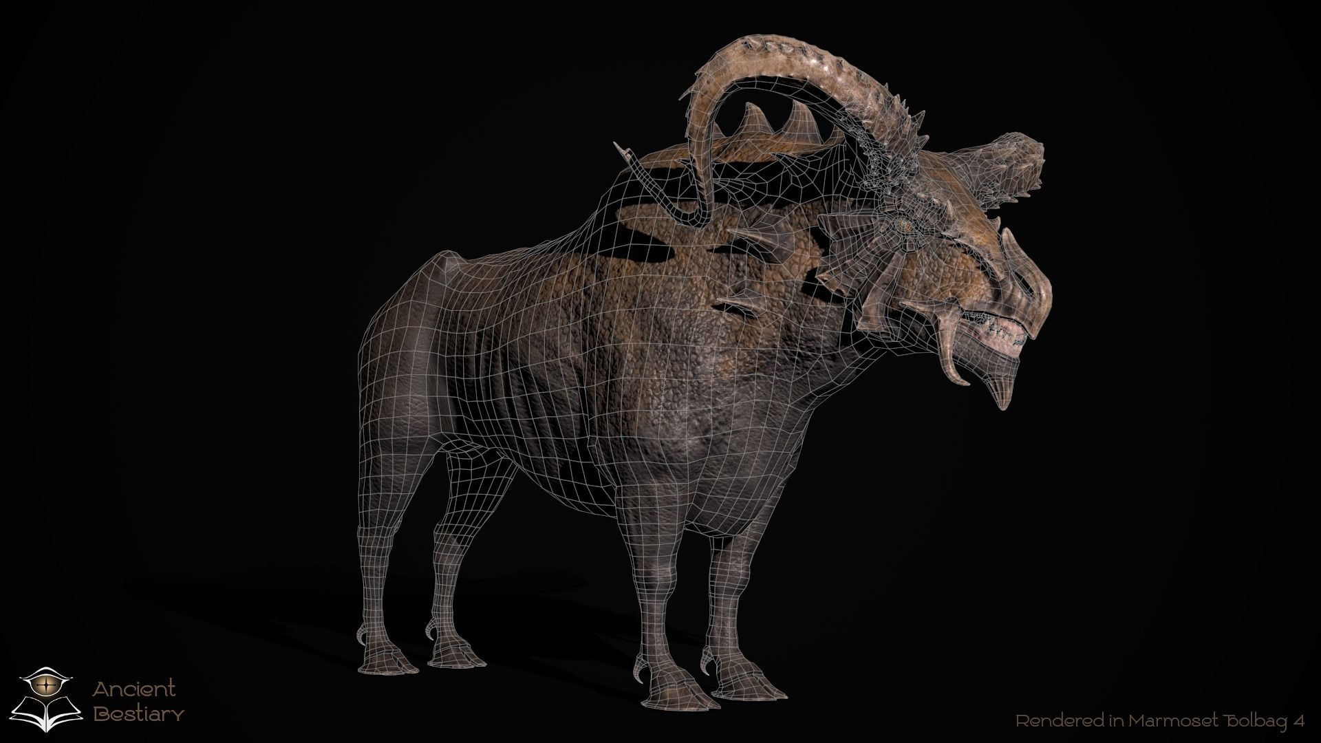 Fantasy Bull Low-poly 3D model_19