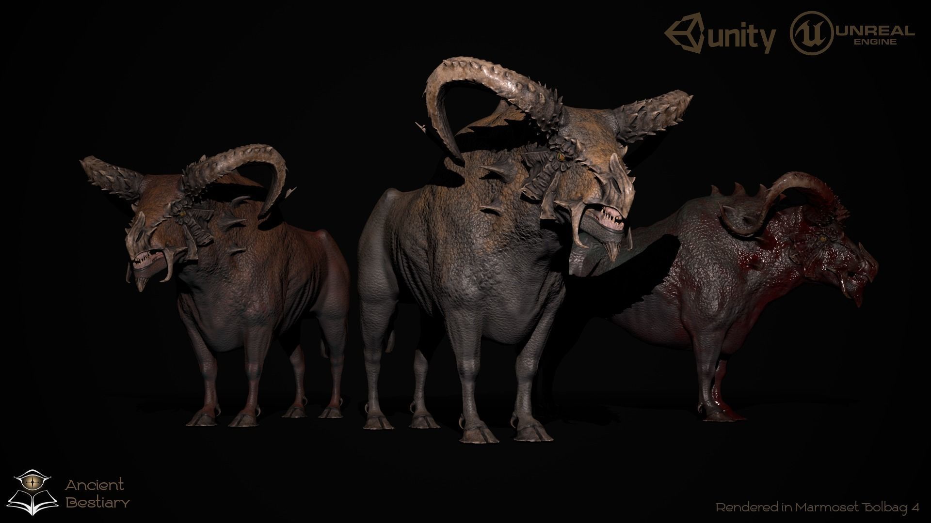 Fantasy Bull Low-poly 3D model_2