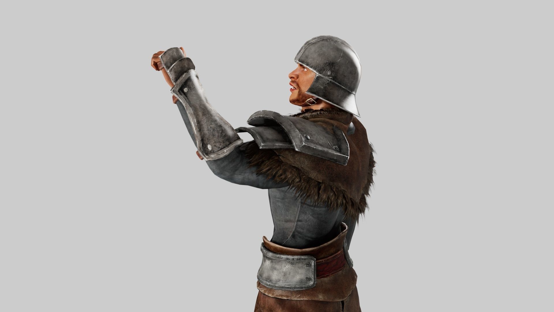 Realistic Warrior with facial expressions Low-poly 3D model_4