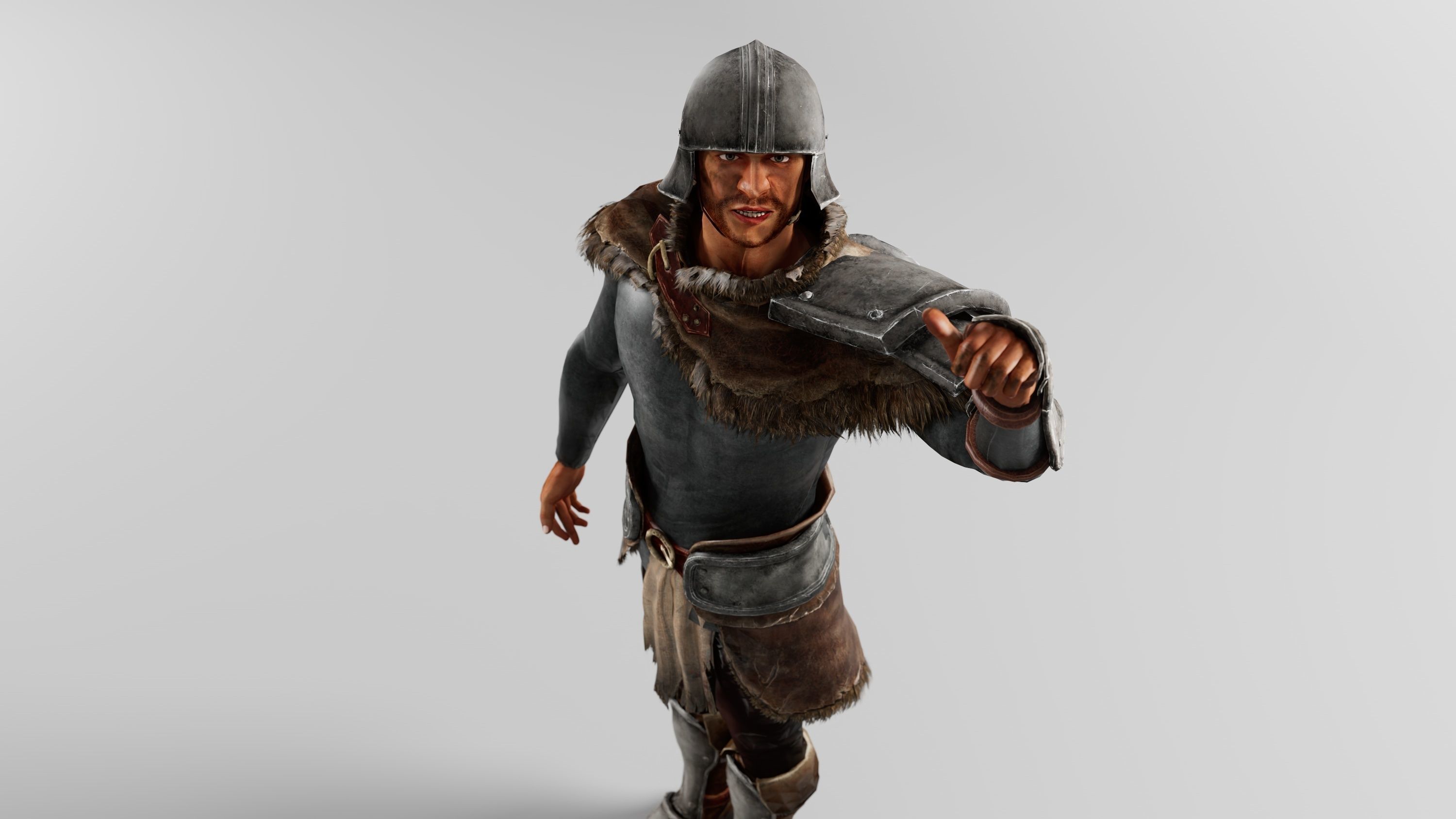 Realistic Warrior with facial expressions Low-poly 3D model_3
