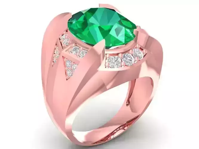 Elegant Emerald Diamond Cocktail Ring for Women 2801