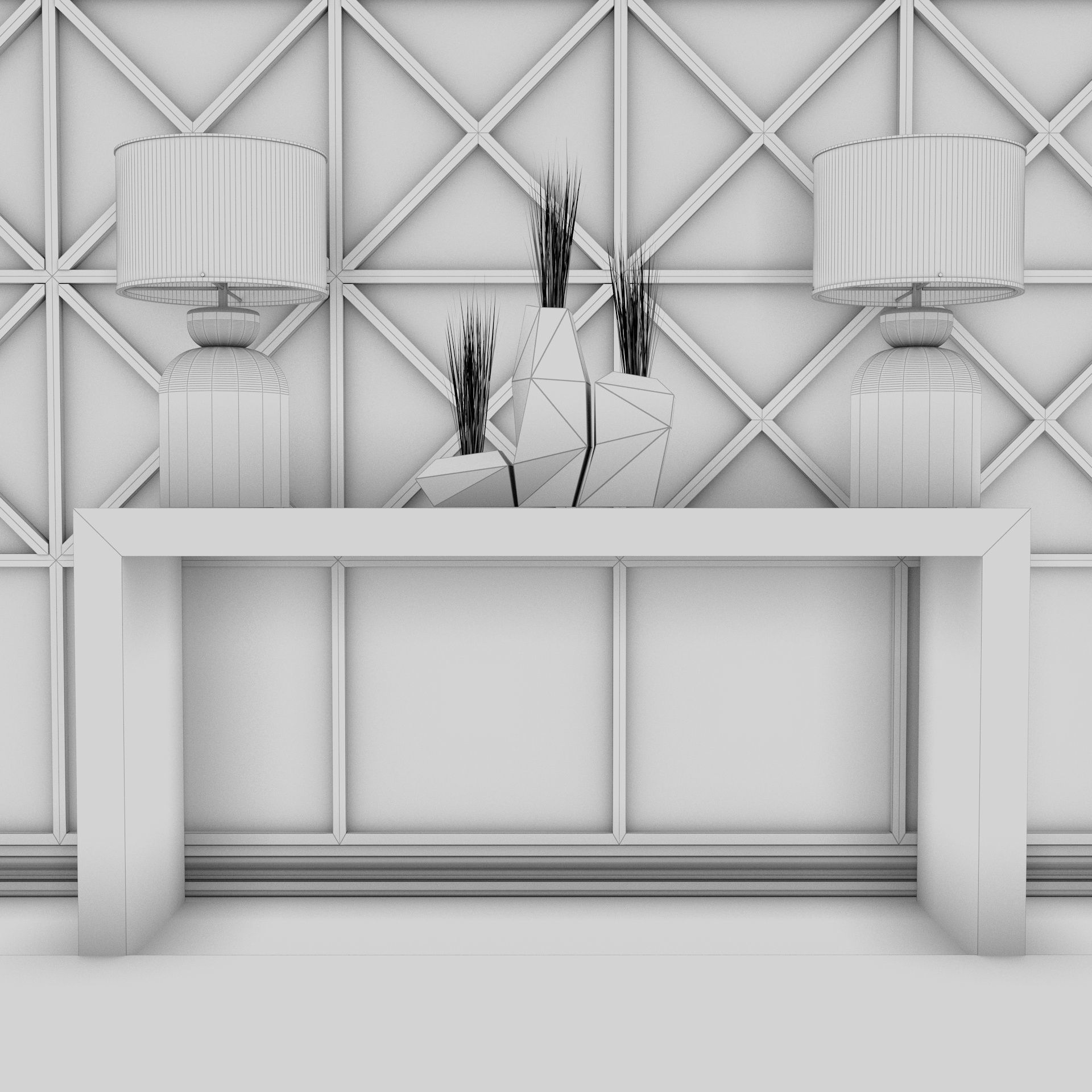 Living Room Wall Mirror Table Set  3D model_10