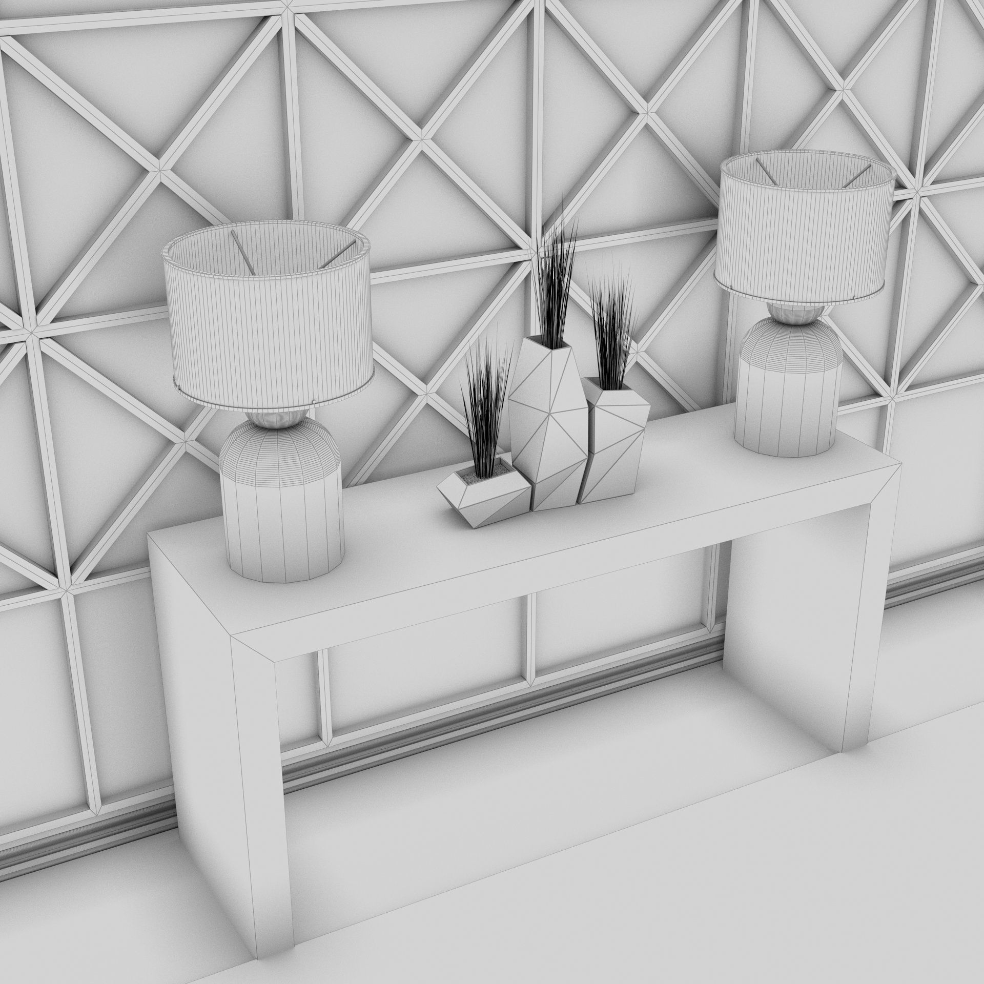 Living Room Wall Mirror Table Set  3D model_12