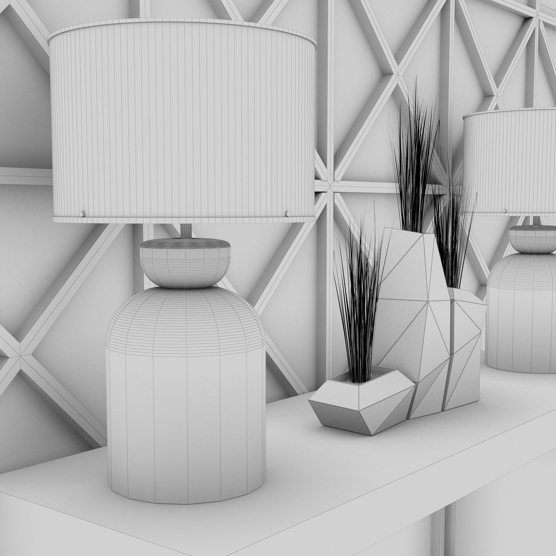 Living Room Wall Mirror Table Set  3D model_13