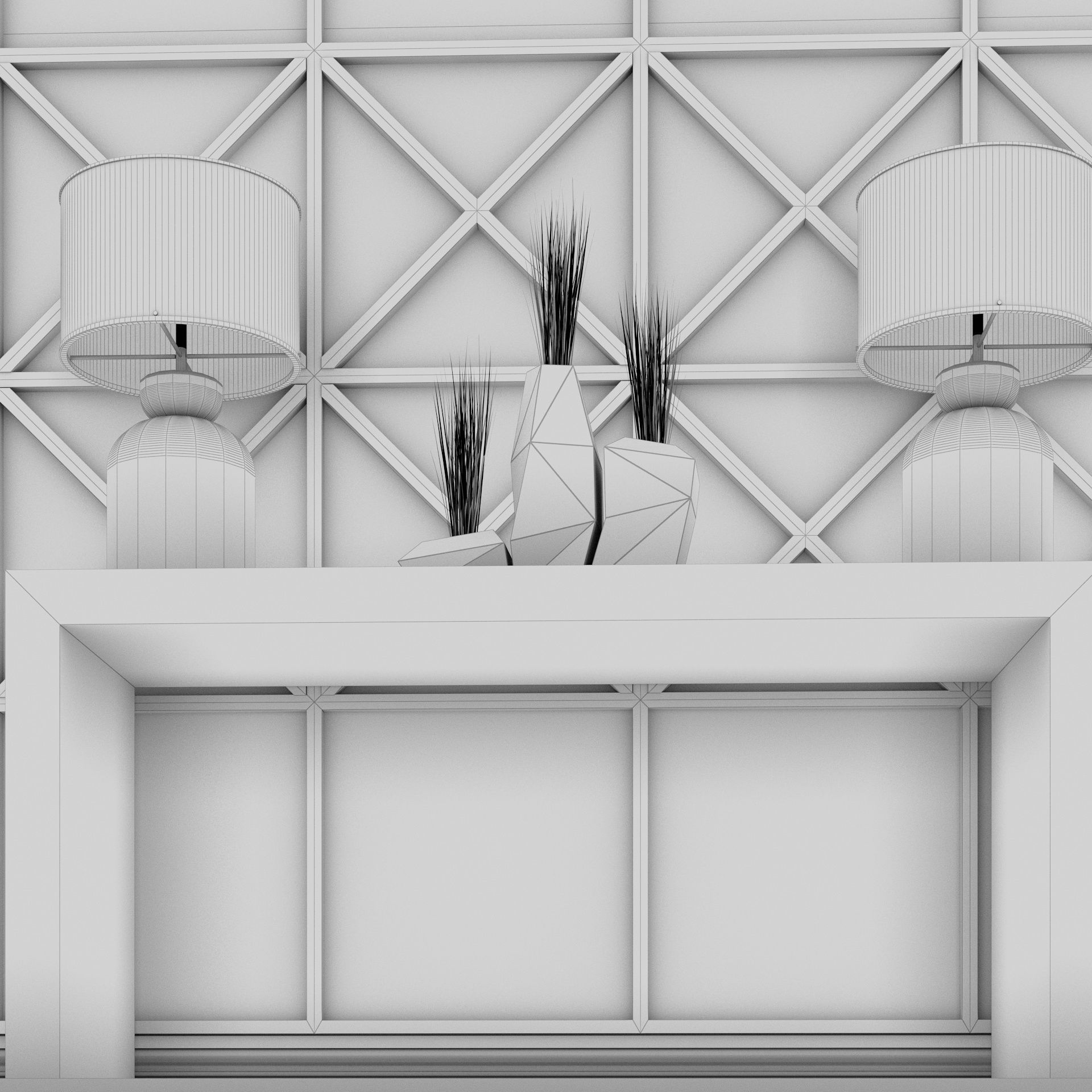 Living Room Wall Mirror Table Set  3D model_18