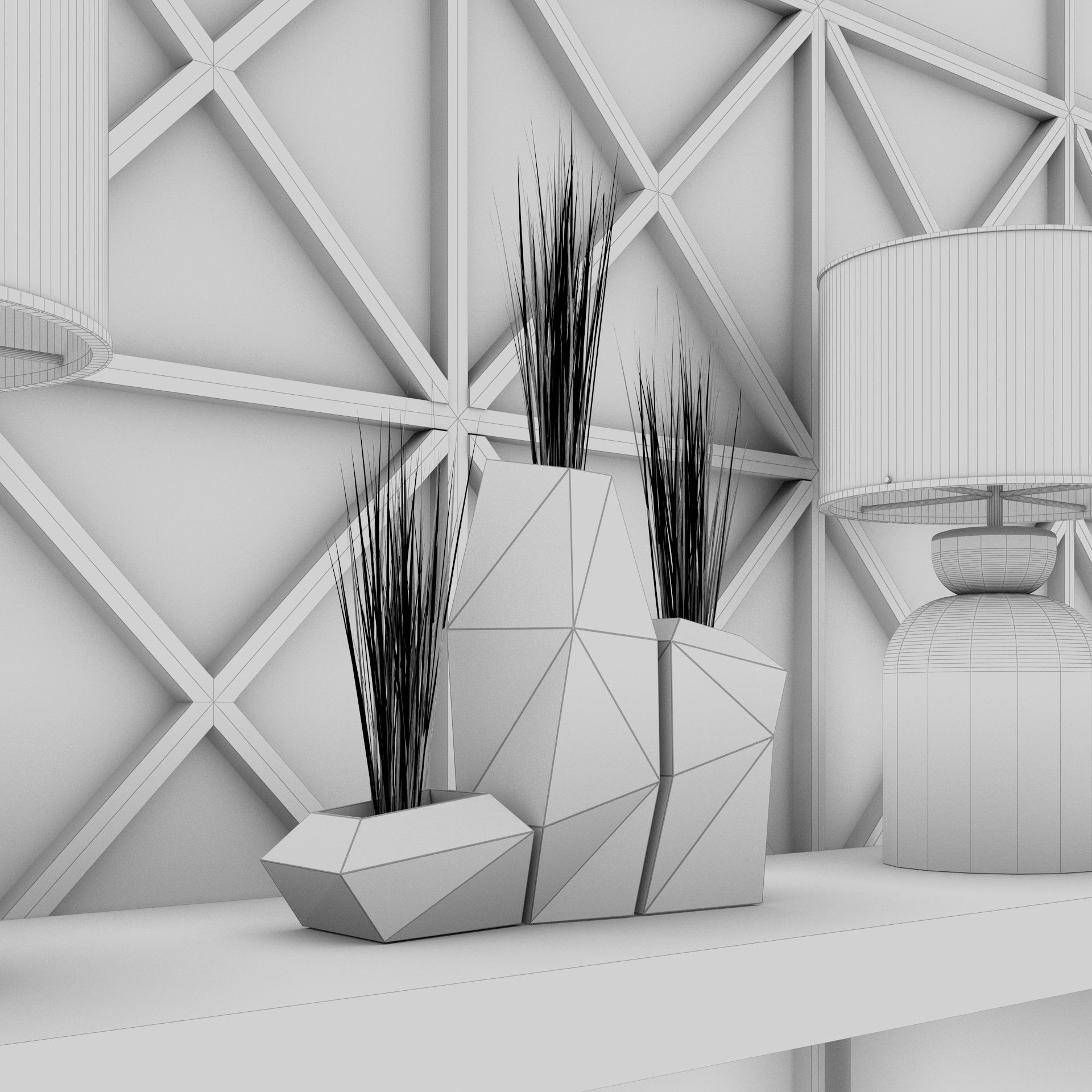 Living Room Wall Mirror Table Set  3D model_15