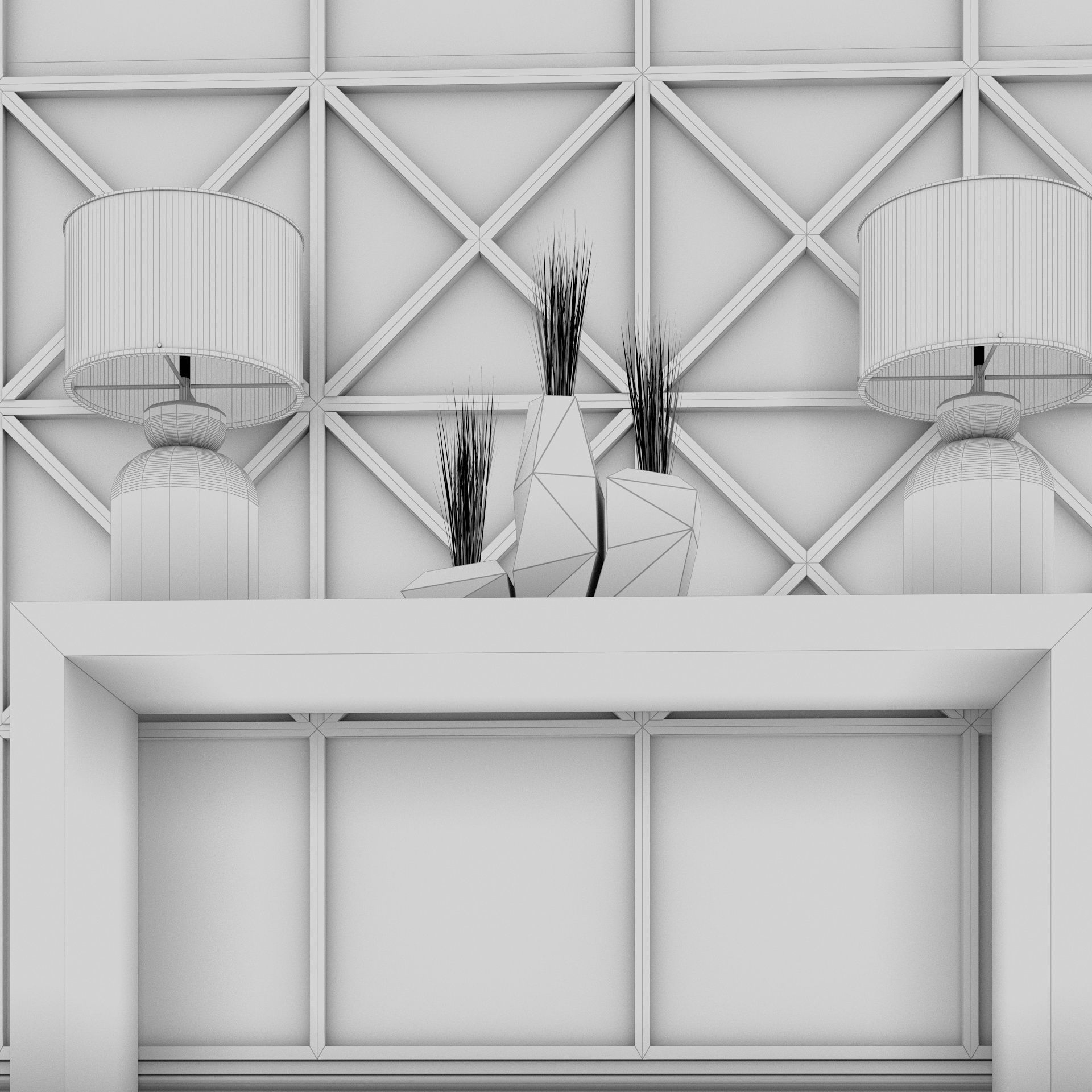 Living Room Wall Mirror Table Set  3D model_19