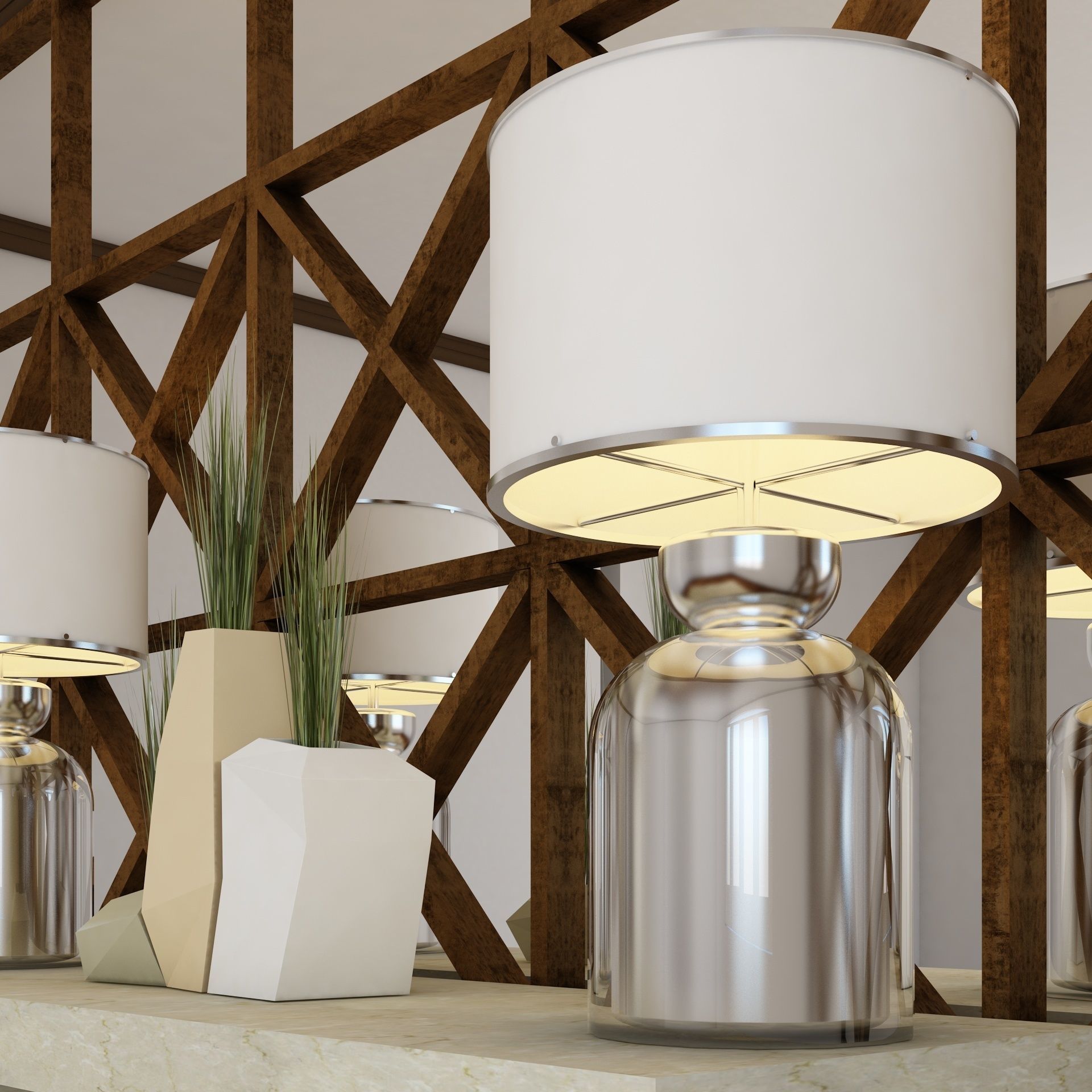 Living Room Wall Mirror Table Set  3D model_5