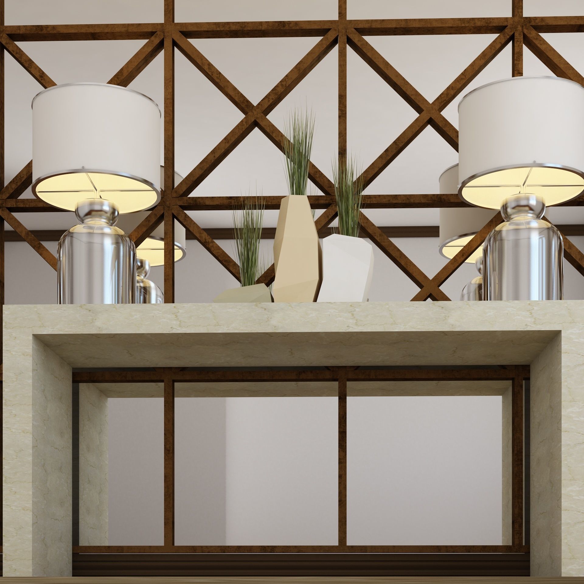 Living Room Wall Mirror Table Set  3D model_8