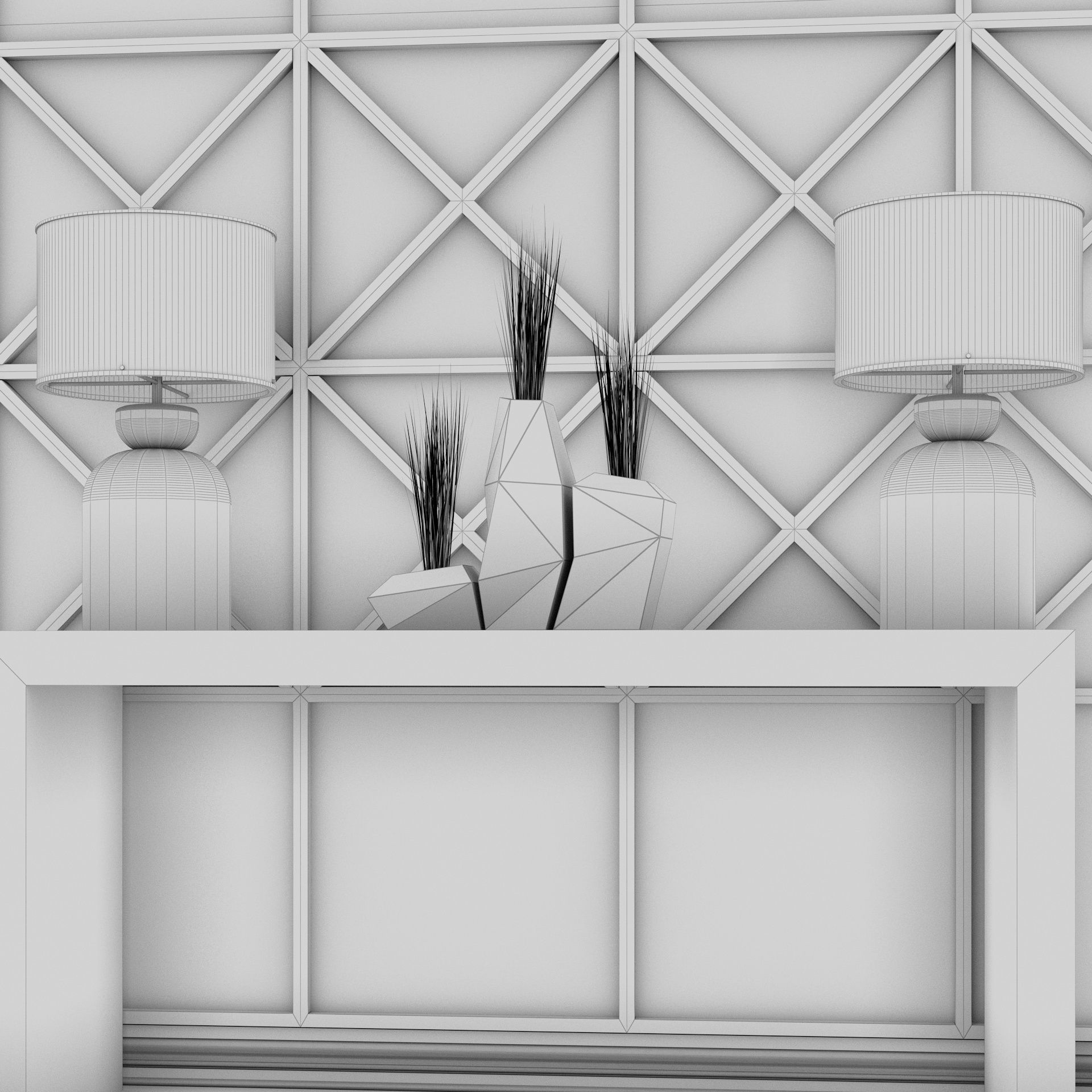 Living Room Wall Mirror Table Set  3D model_17