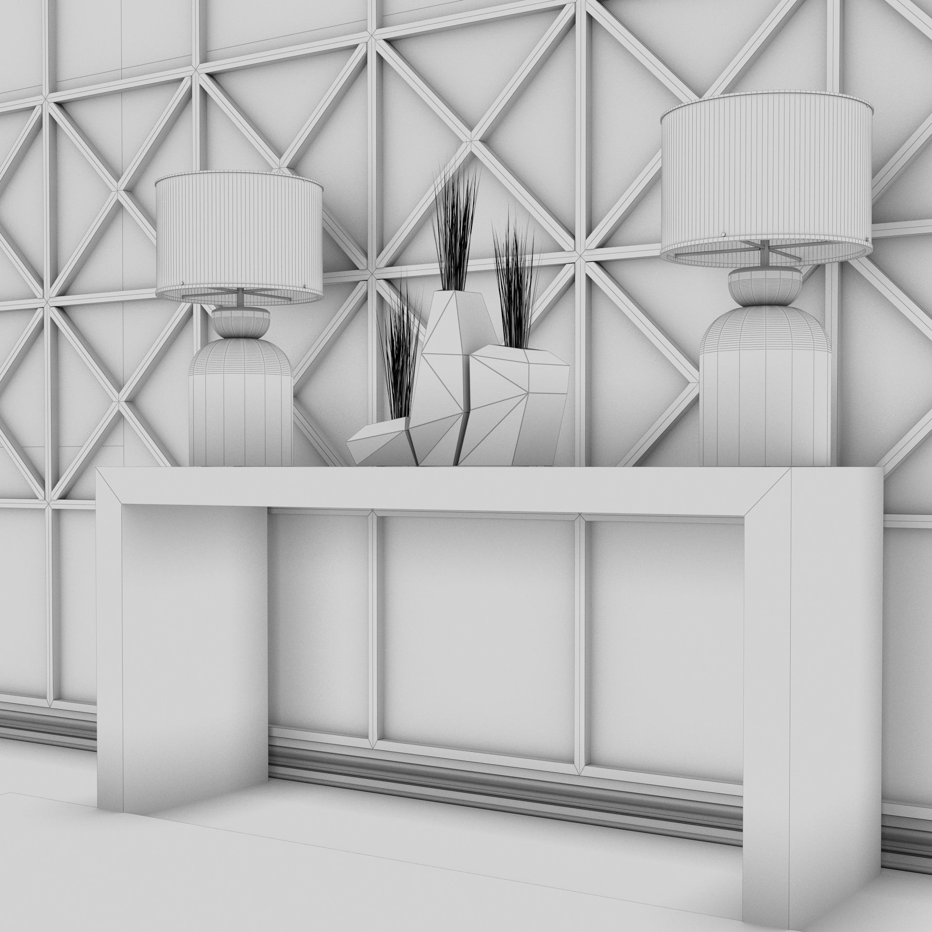 Living Room Wall Mirror Table Set  3D model_11