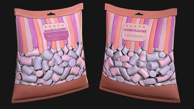 Pack of Marshmallows Low-poly 3D model 7