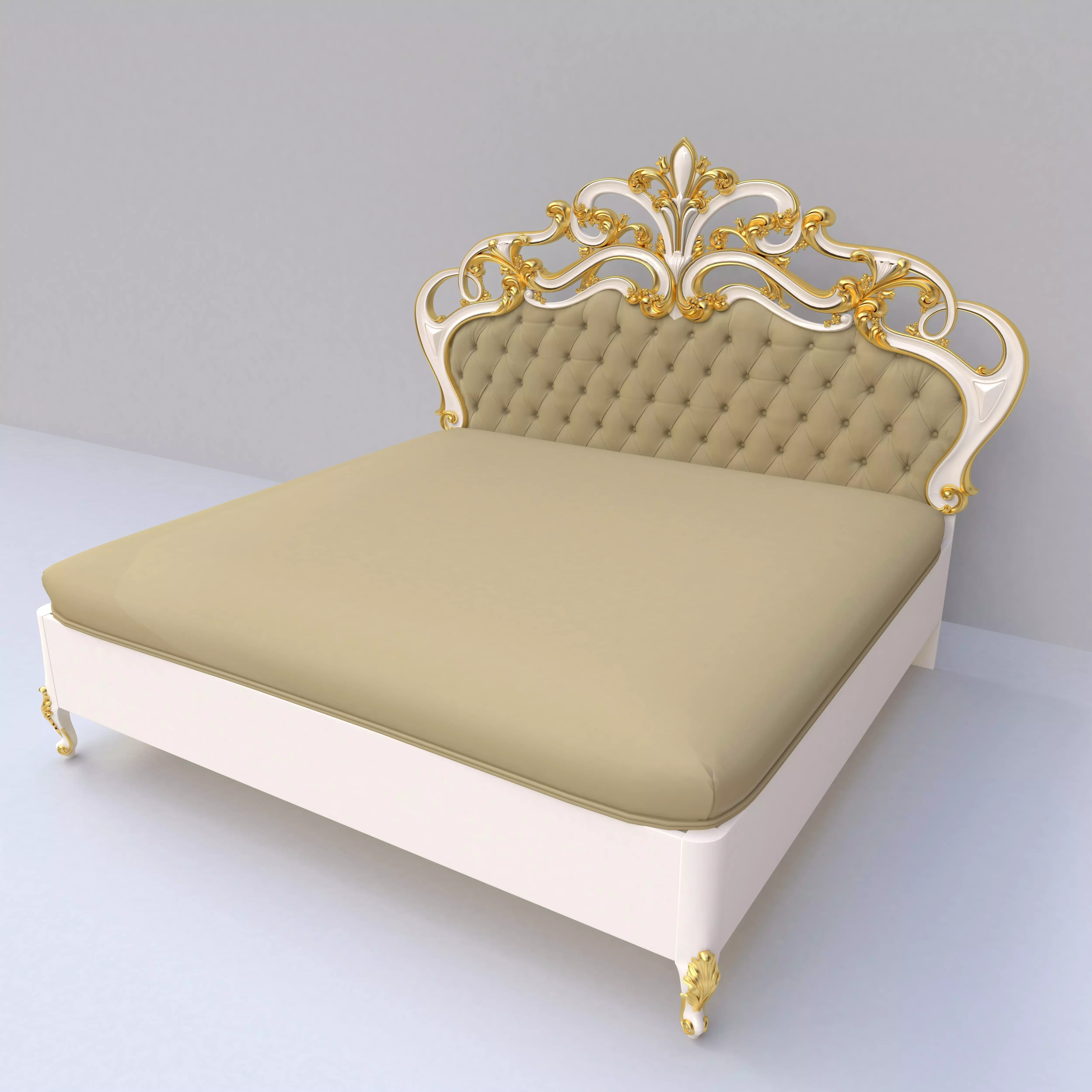 bed headboard and footboard 3D model_0