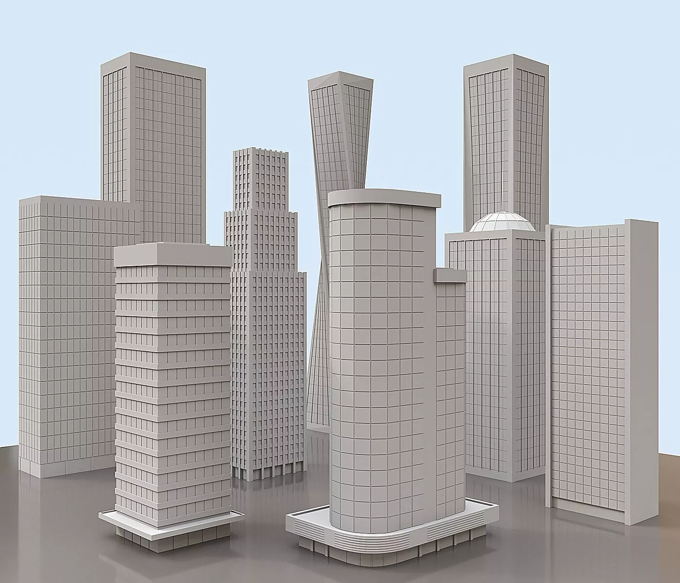Skyscrapers - 9 MODELS Free 3D model