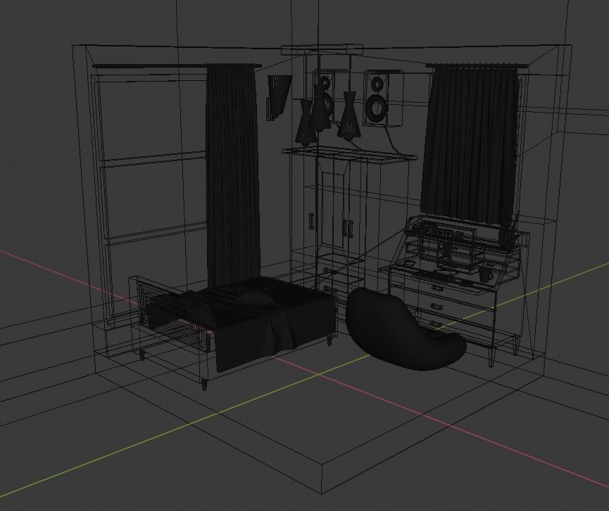 isometric room Free low-poly 3D model_9