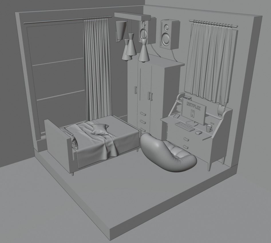 isometric room Free low-poly 3D model_7
