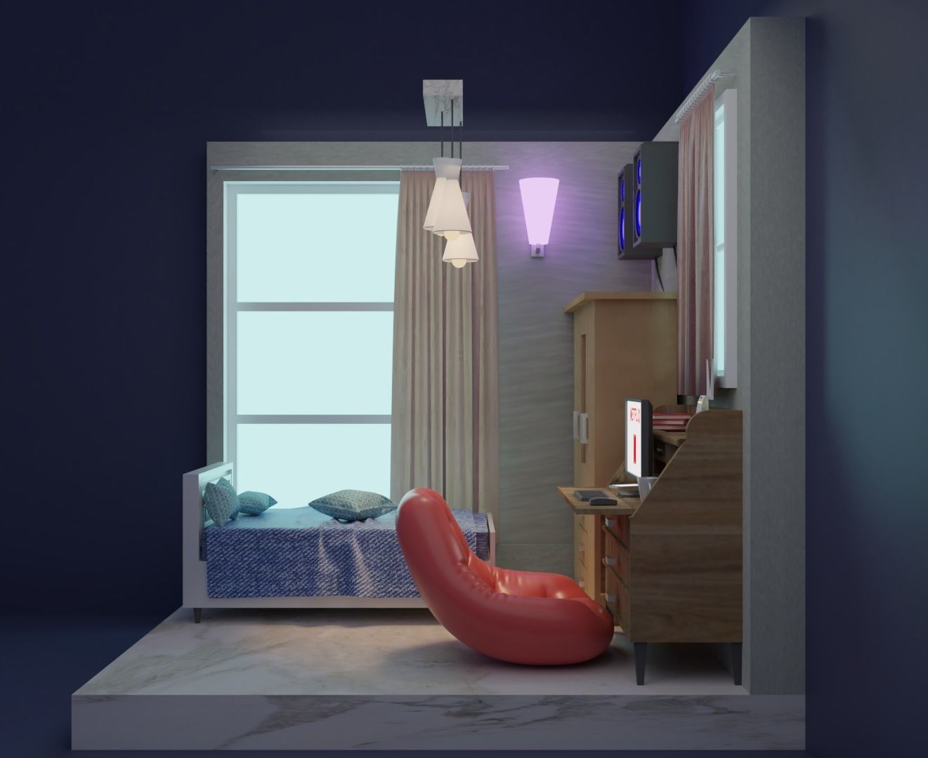 isometric room Free low-poly 3D model_3