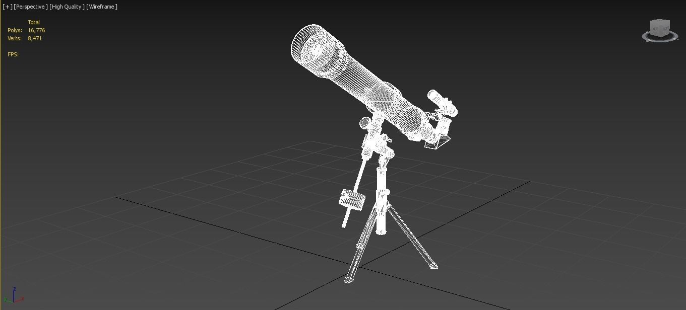 Telescope PBR 3D model with Texture for Games and Films Low-poly 3D model_7